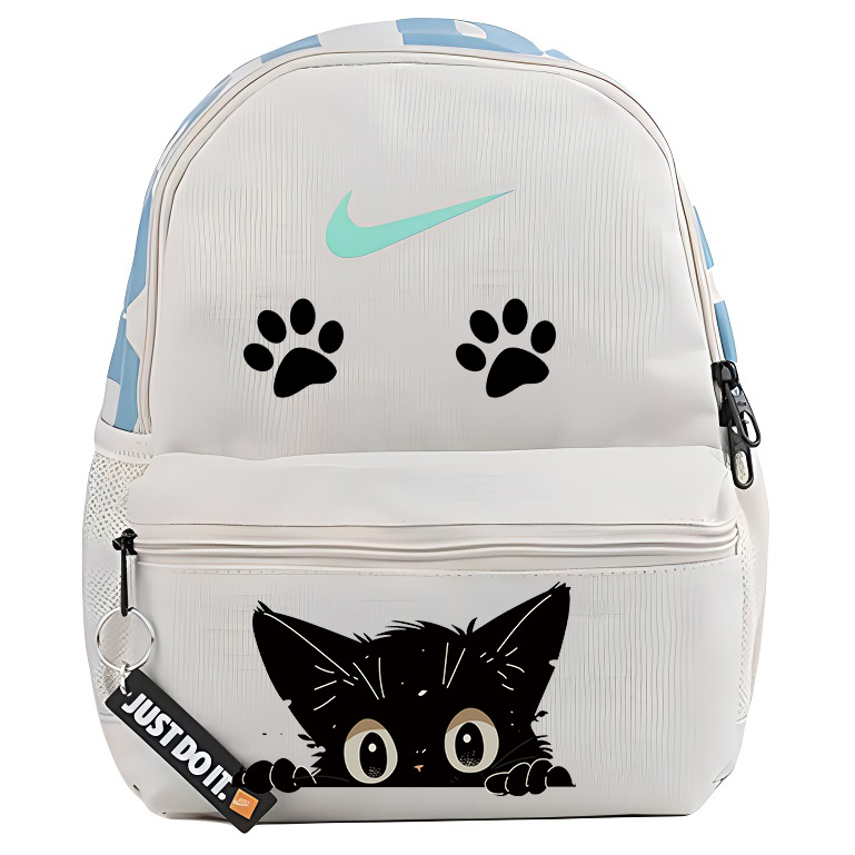 

Nike Тканевый рюкзак женский серо-белый, Big Head Black Cat