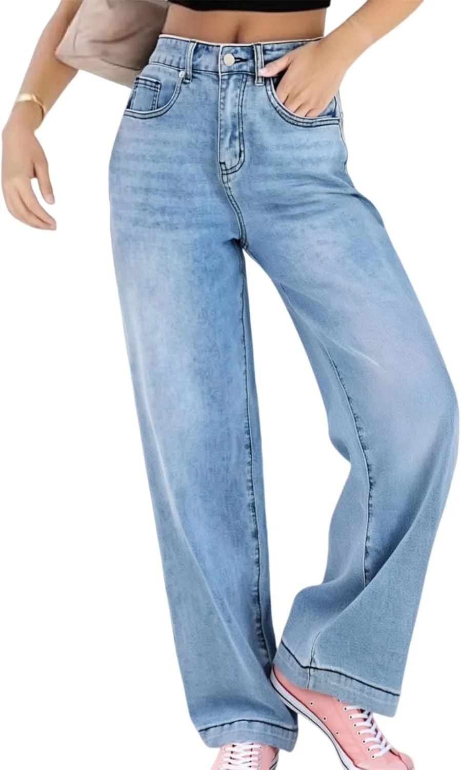 

Женские джинсы Wide Leg с высокой посадкой, Stretchy Denim, 90s Baggy Estzc