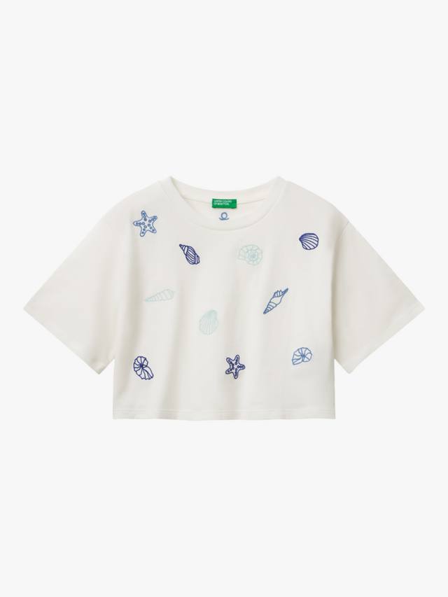 

Детская футболка Shells Boxy Benetton, Offwhite