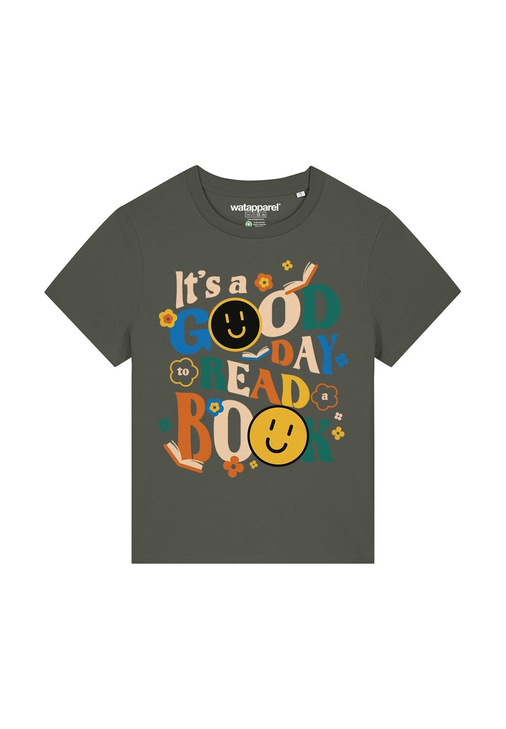 

Футболка с принтом GOOD DAY TO READ A BOOK watapparel, хаки