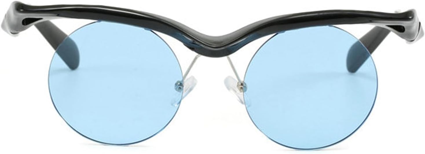 

Солнцезащитные очки Willochra в маленькой круглой оправе в стиле панк для женщин и мужчин, роскошные винтажные солнцезащитные очки без оправы для женщин, защита от УФ-излучения UV400, Black Blue