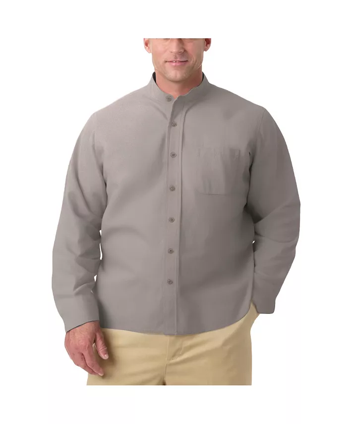 

Рубашка с воротником-стойкой Big & Tall из газы KingSize, серый