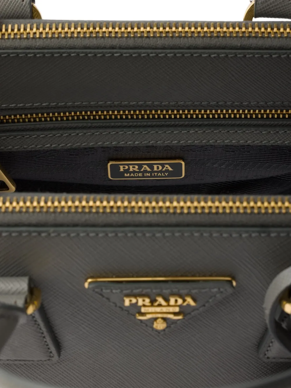 Мини-сумка Galleria из сафьяновой кожи с верхней ручкой Prada, серый — фото 4