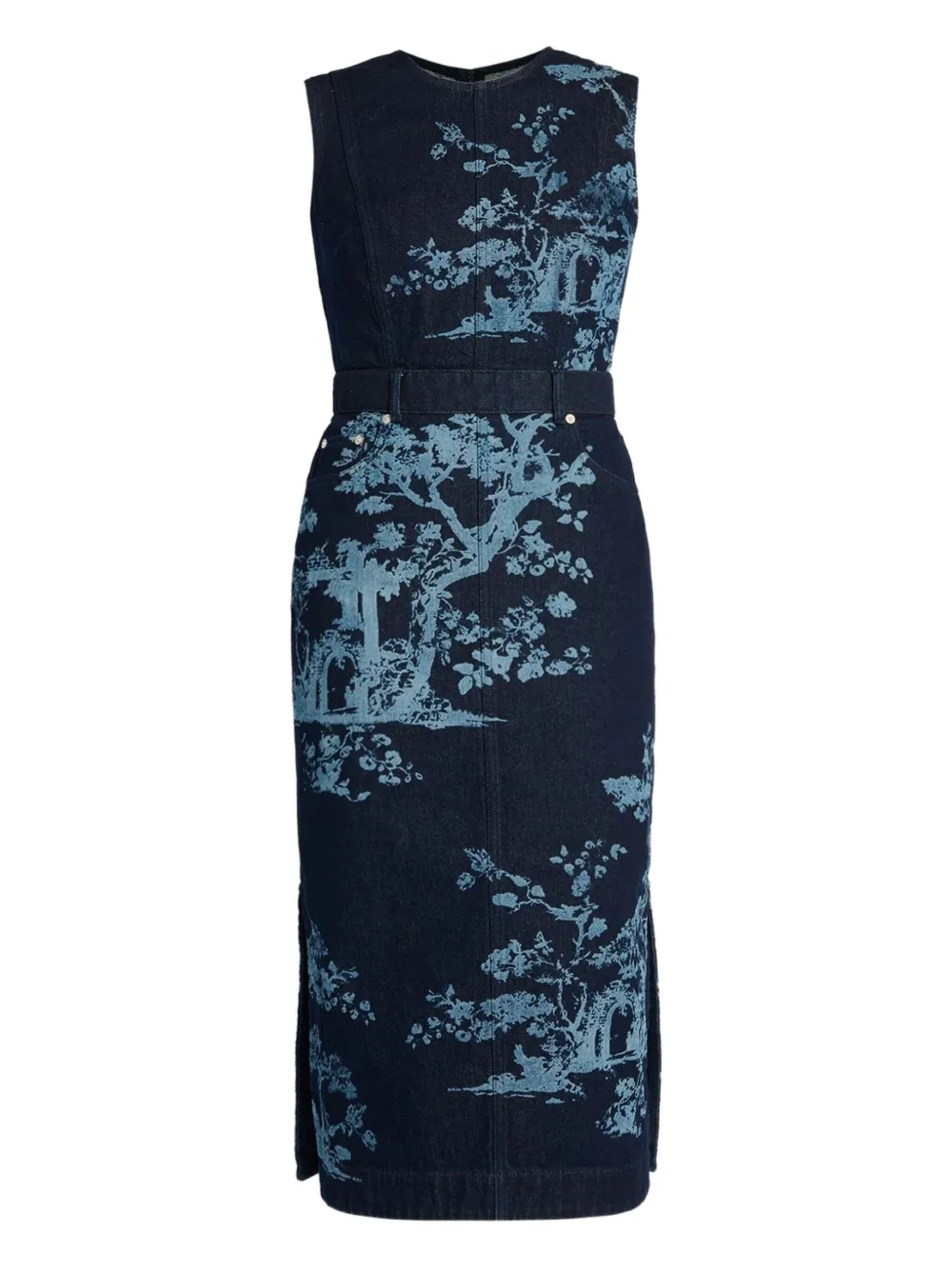 

Платье без рукавов с принтом ERDEM, синий