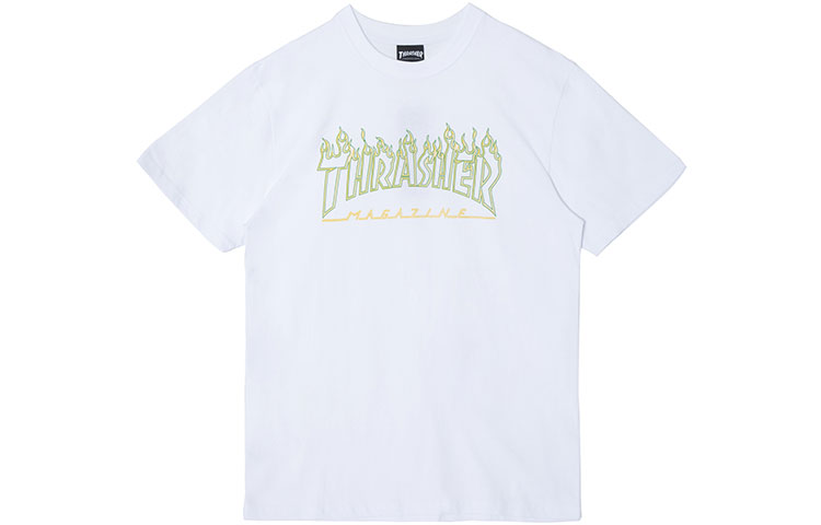 

Thrasher Футболка с круглым вырезом облегающая прямая короткий рукав Japan Version Unisex White