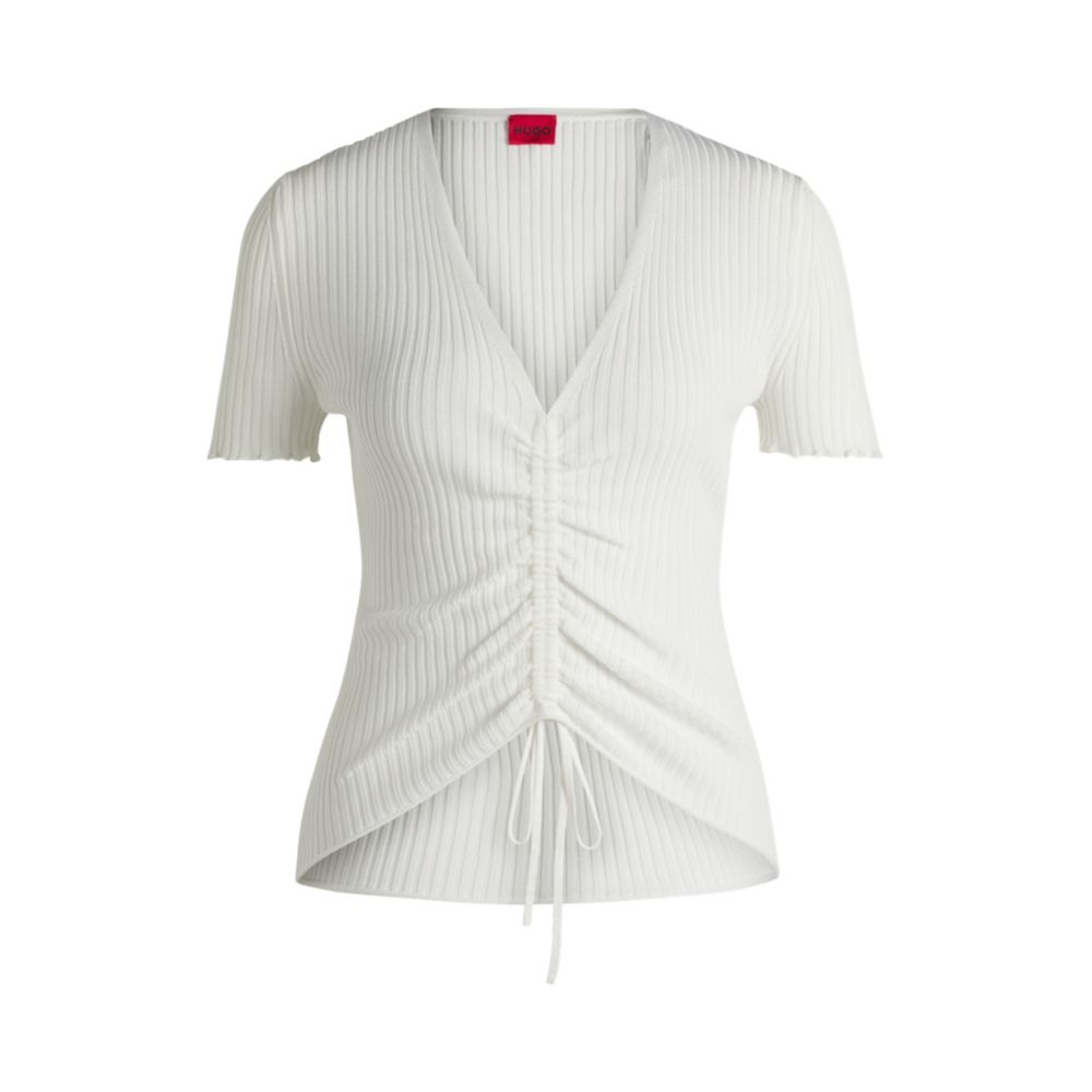 

Топ с V-образным вырезом и сборками спереди HUGO, белый