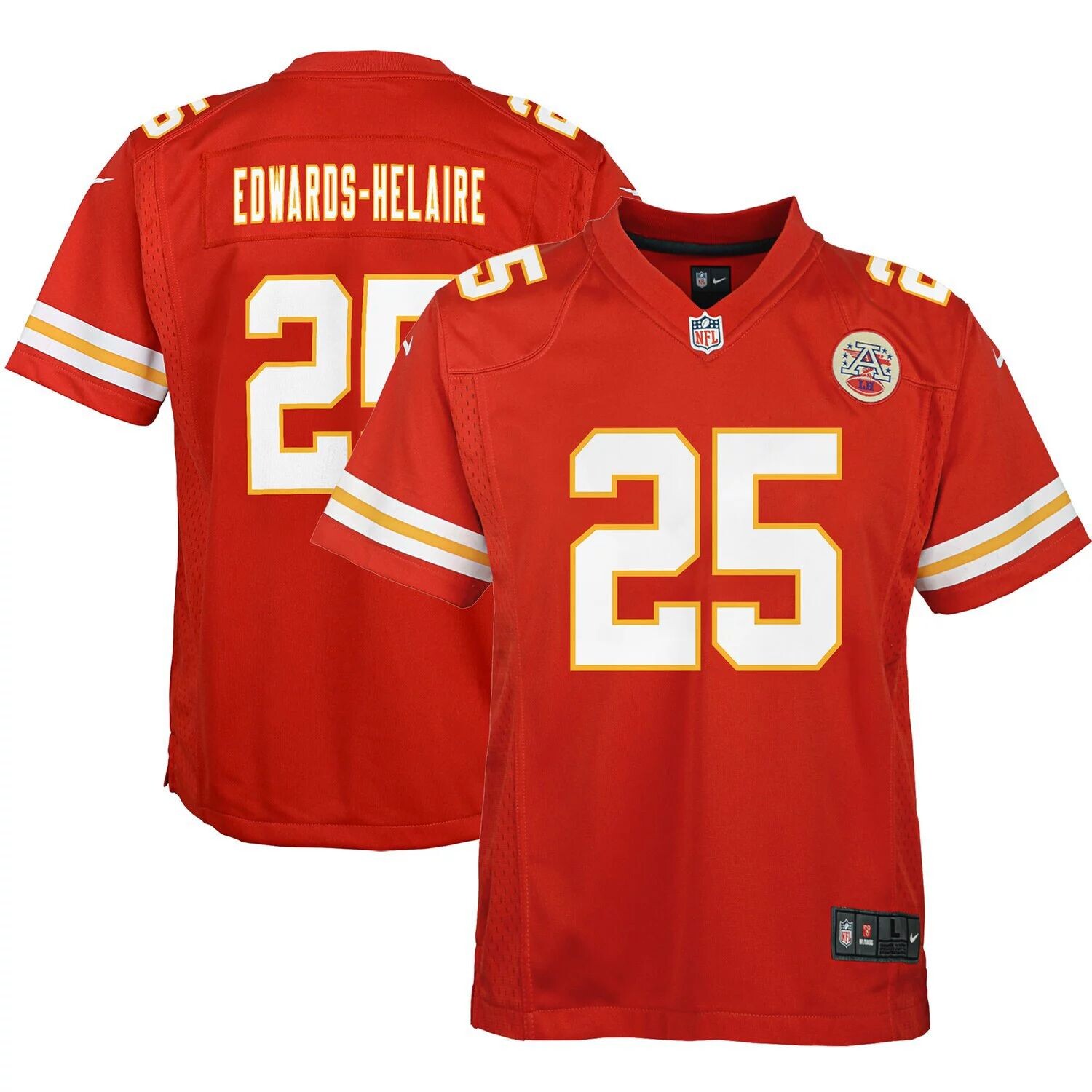

Молодежная футболка Nike Clyde Edwards-Helaire Red Kansas City Chiefs Team Game Nike
