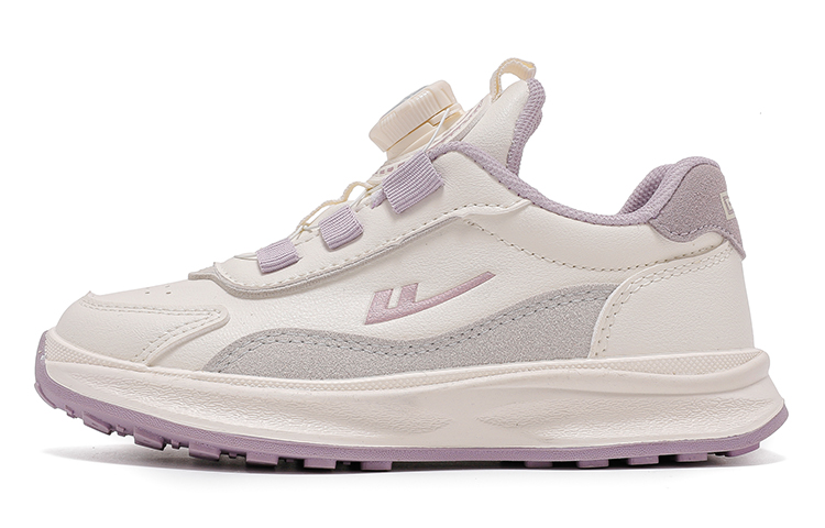 

Скользоустойчивые амортизирующие низкие детские беговые кроссовки Warrior Beige Purple Kids