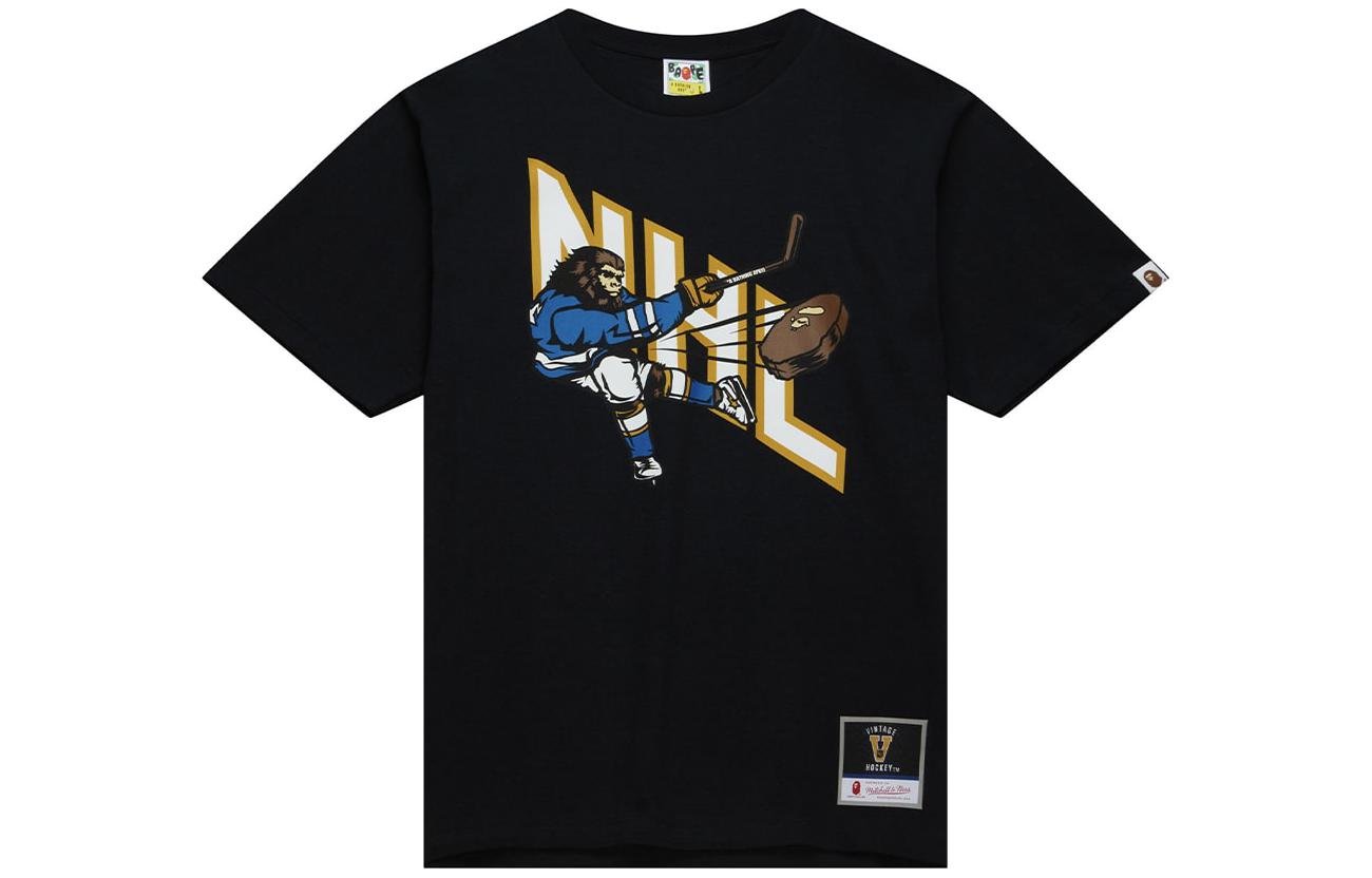 

Футболка Bape X Mitchell & Ness с хоккейным принтом NHL A BATHING APE, черный