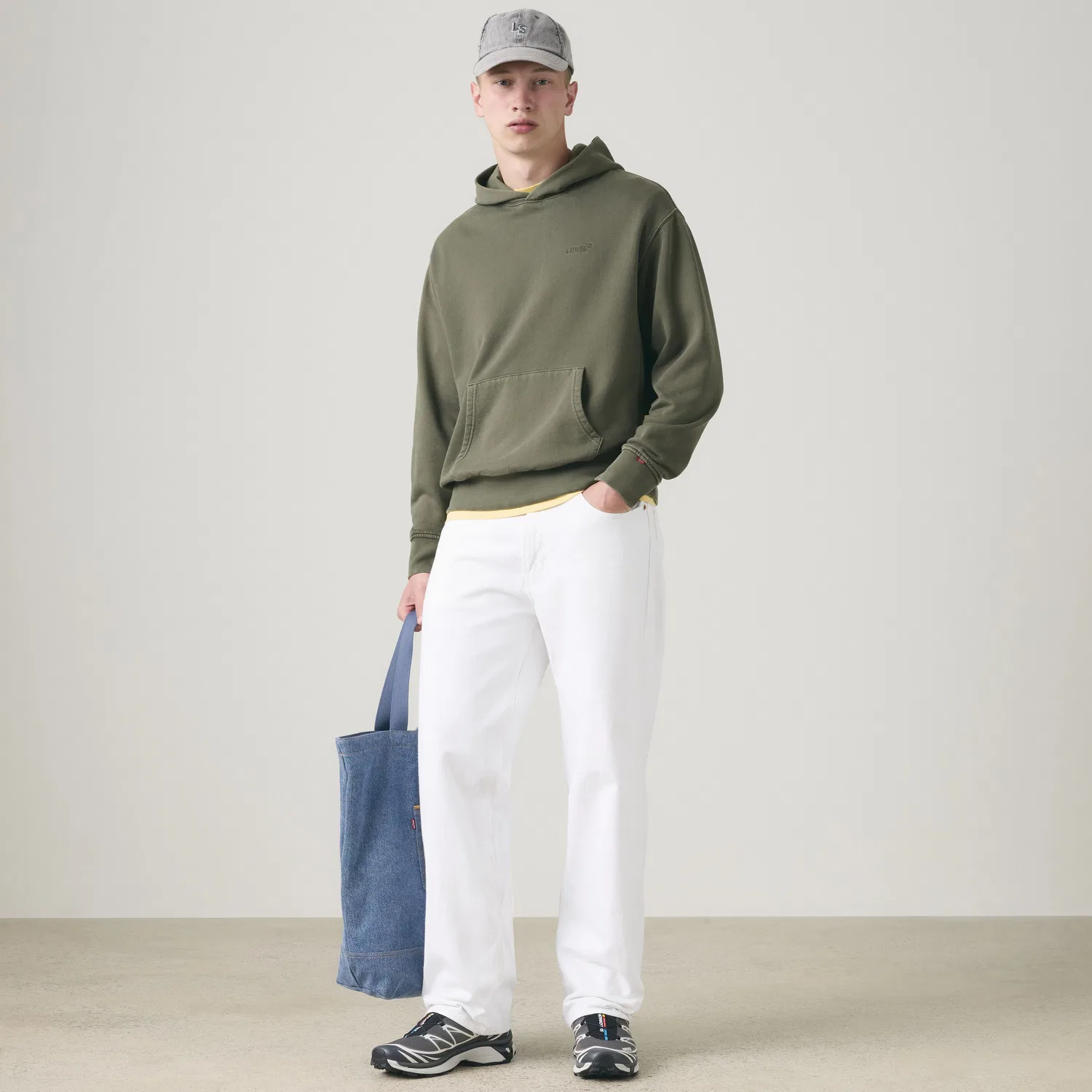 Оригинальная толстовка с капюшоном, окрашенная методом Garment Dye Levi's, Green