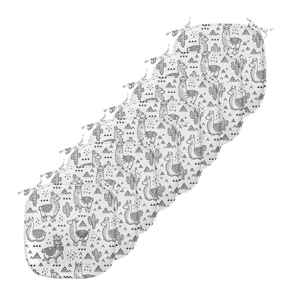 

Подушки на обеденный стул ABAKUHAUS Lama, дизайн Doodle Alpaca, декоративная водонепроницаемая подушка с ремнями для кухонных сидений, 40 см x 40 см — упаковка из 8 шт., цвет «Белый кока-серый»