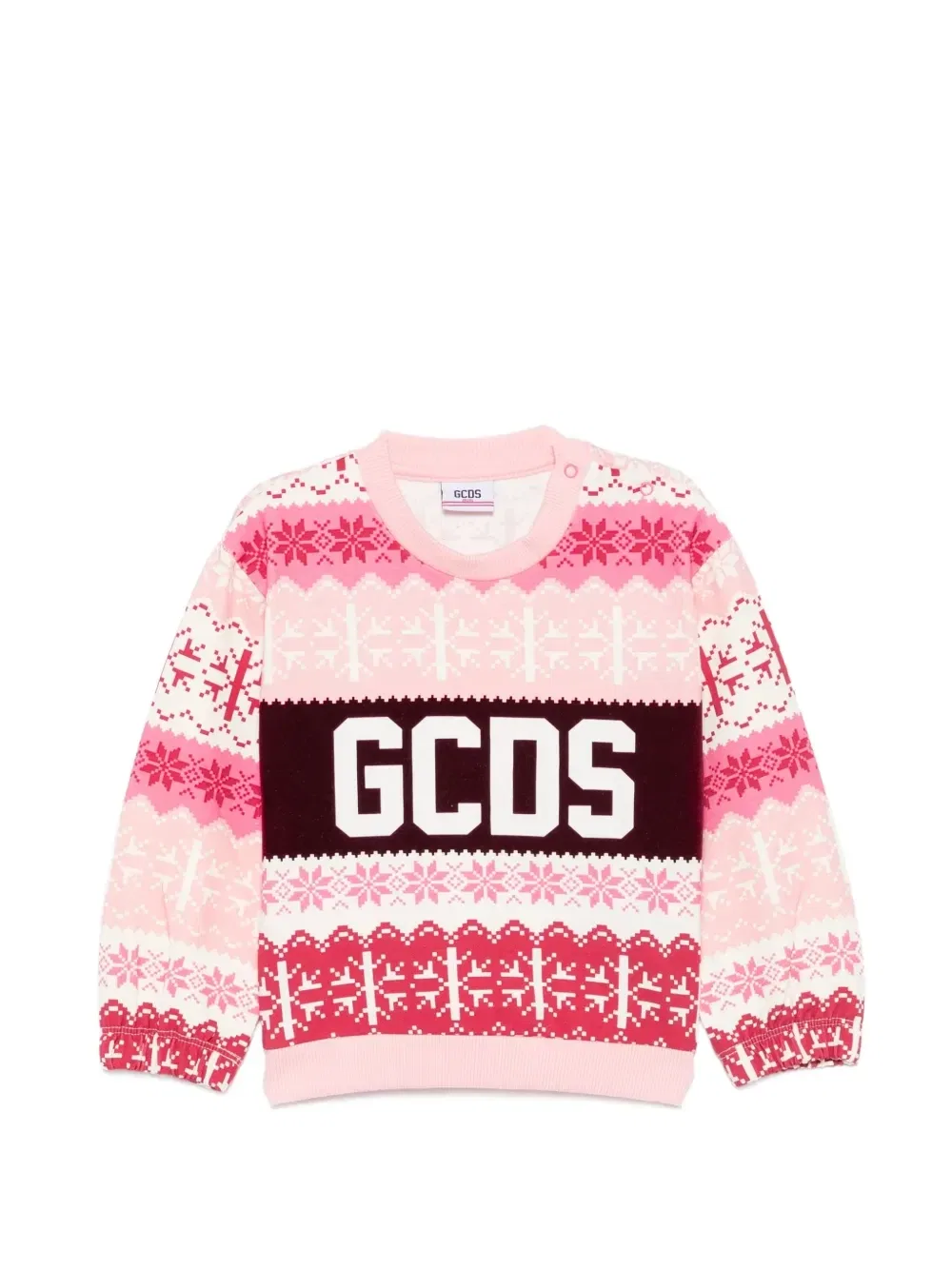 Свитшот с принтом в стиле Fair Isle Gcds Kids, розовый