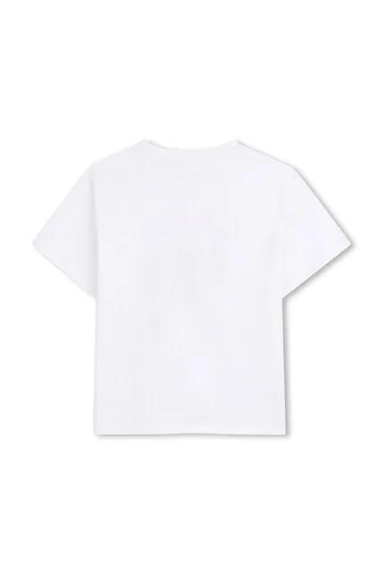 Футболка с принтом Kenzo Kids, белый — фото 2