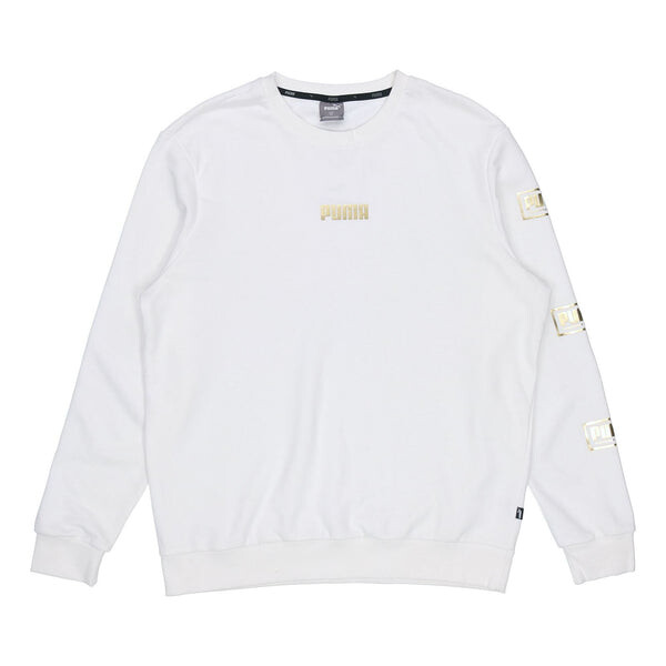 

Толстовка holiday logo bronzing printing casual sports round neck pullover white Puma, белый
