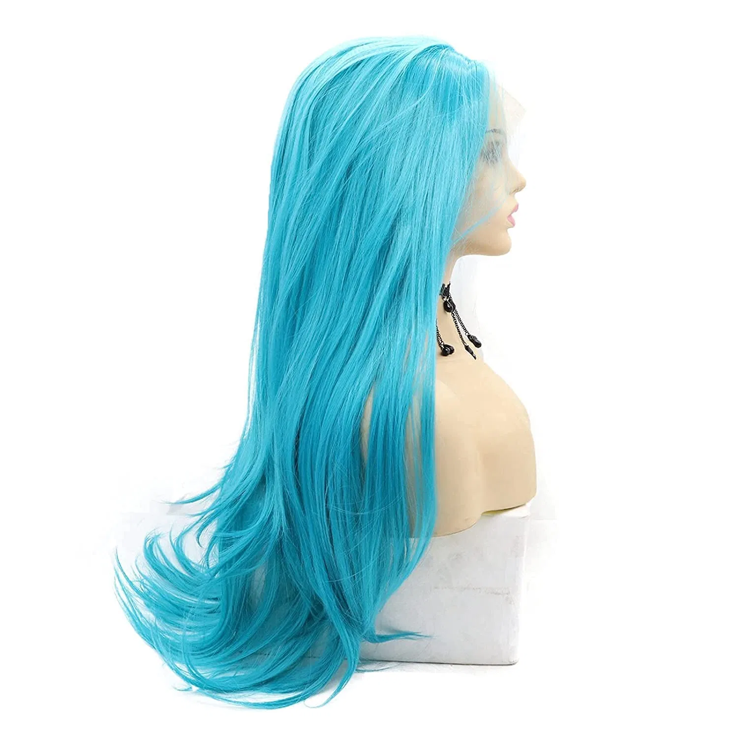 Длинный прямой парик «Pastel Blue» с кружевной передней частью Karissa Hair, Blue — фото 4