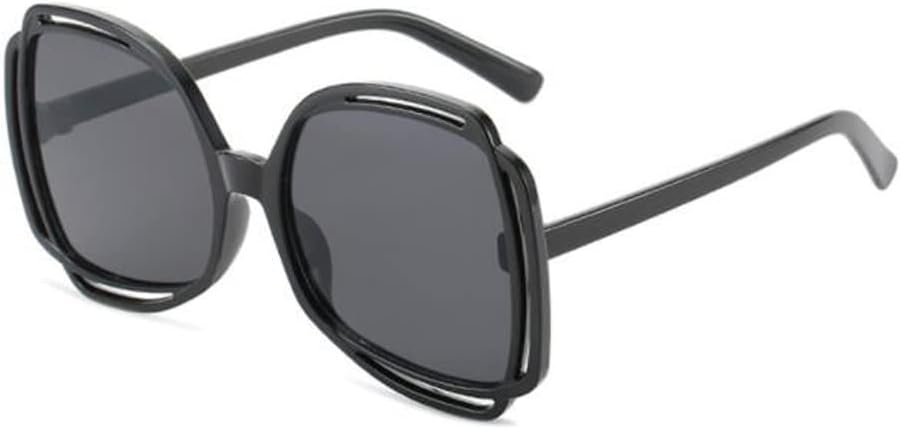 

Солнцезащитные очки с широкой оправой для женщин в стиле ретро для пляжа, солнцезащитные очки для мужчин с защитой от УФ-излучения Weloveushop, Black Frame Gray Flakes