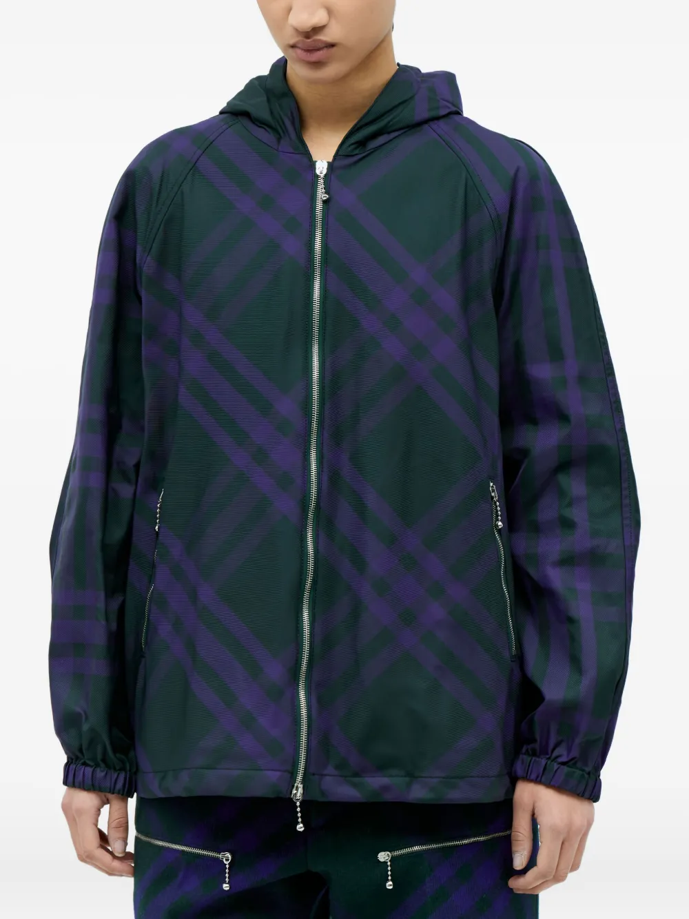 

Куртка в клетку с капюшоном BURBERRY, зеленый