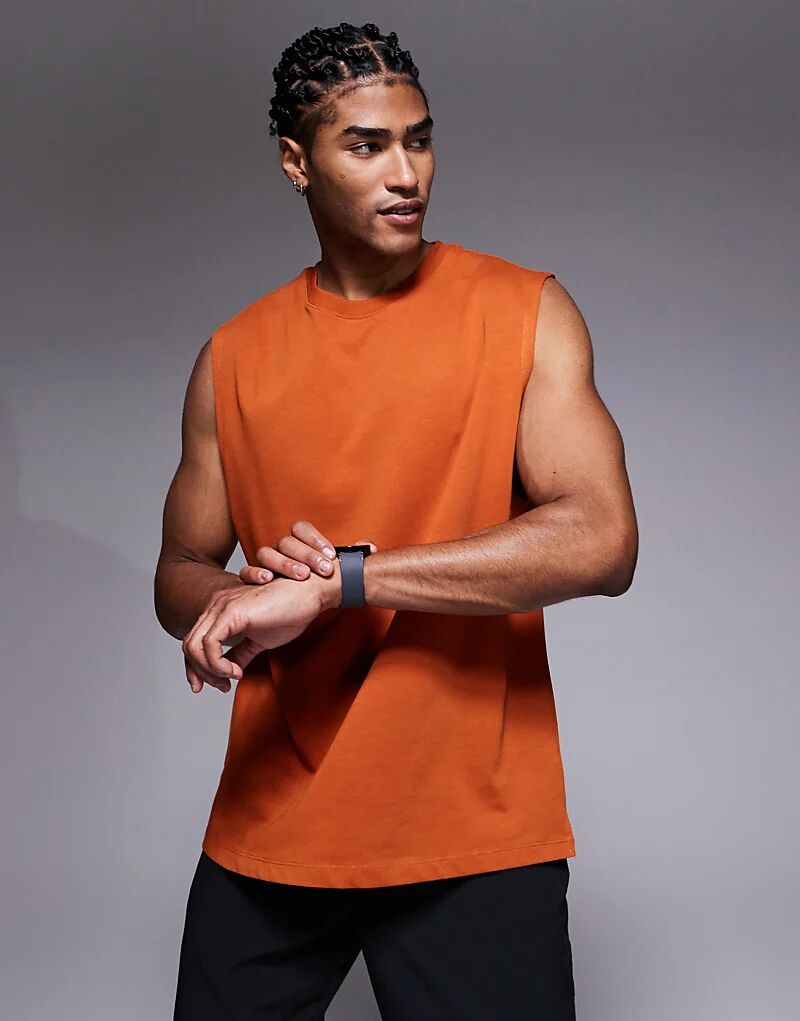 

4505 Icon большой тренировочный топ с хлопковым насосом и быстросохнущей отделкой в ​​терракотовом цвете