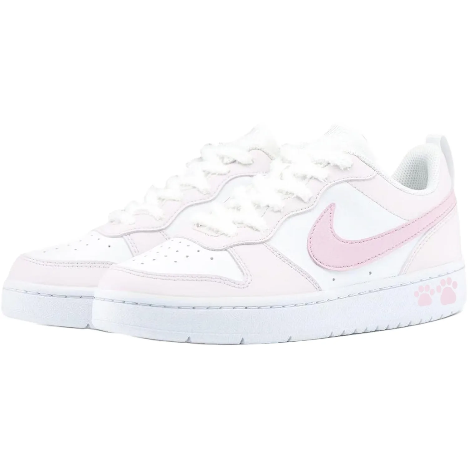 Nike Кроссовки для скейтбординга Court Borough Light Pink Paw из синтетической кожи с амортизацией, износостойкие, низкие, розовые, унисекс — фото 4