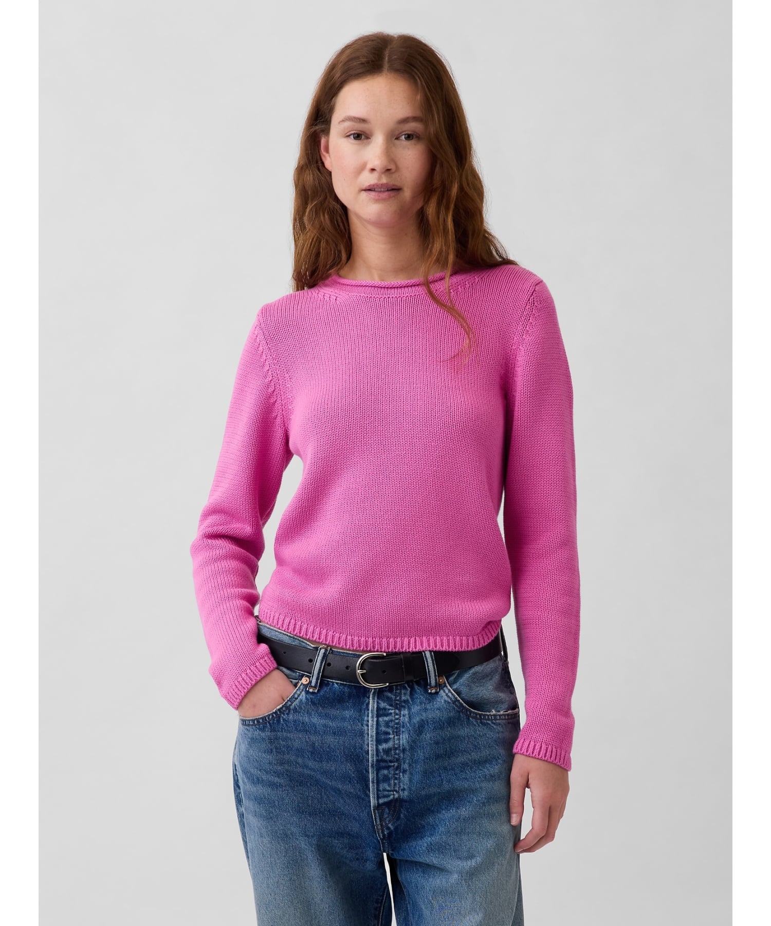 (W) Свитер с высоким воротником из 100% хлопка GAP, NEON_PINK_GLOW