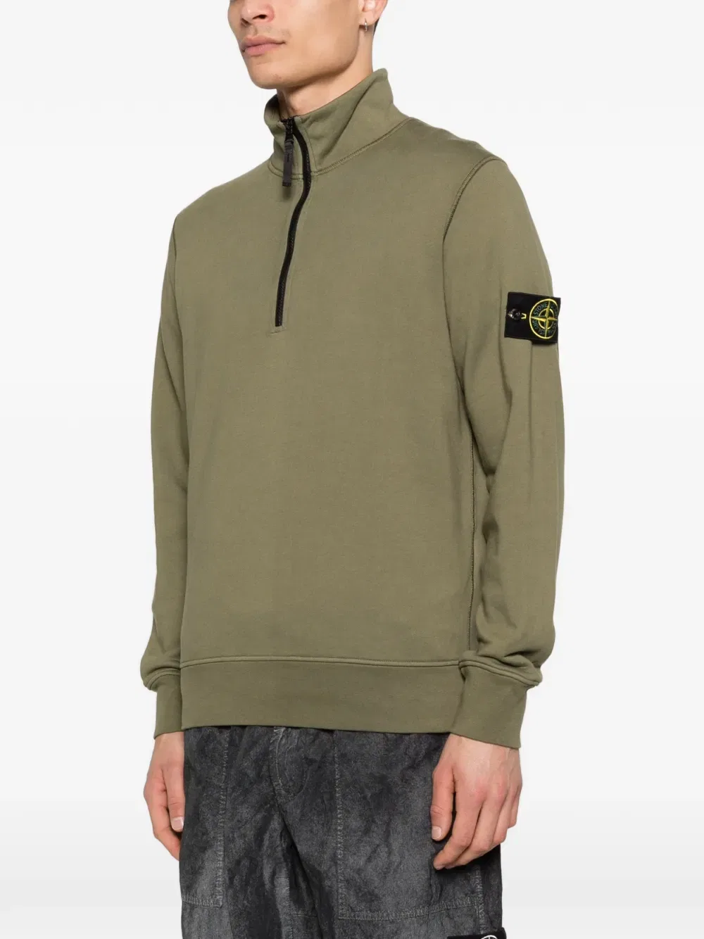 Толстовка с застежкой-молнией до середины груди Stone Island, зеленый — фото 3