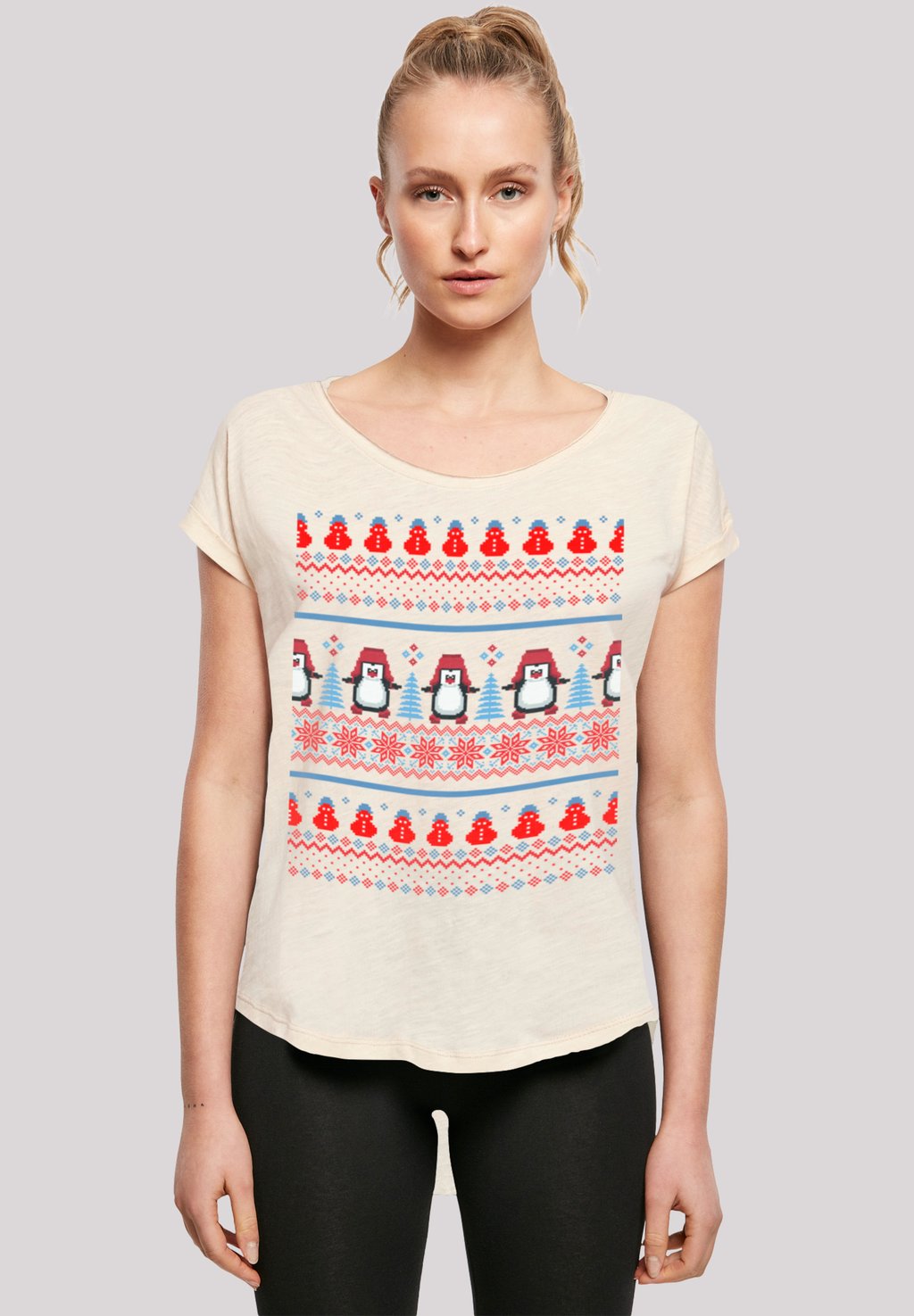 

Футболка с принтом CHRISTMAS PINGUIN F4NT4STIC, песочный