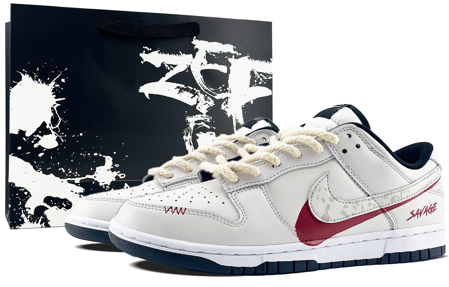 

Nike Dunk Abrasion Resistant Low Top Skateboard Shoes Unisex серый белый красный