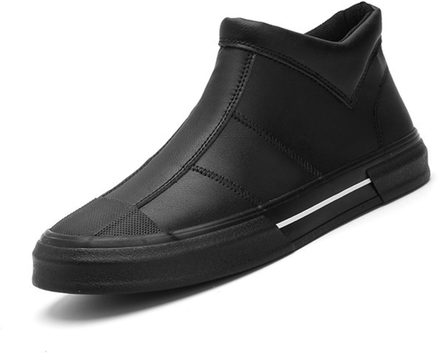 

Мужские итальянские высокие повседневные кожаные короткие ботинки с боковой молнией, водо- и противоскользящие, модного стиля, подходят для деловой носки, ботинки в стиле Челси Houdbdol, черный