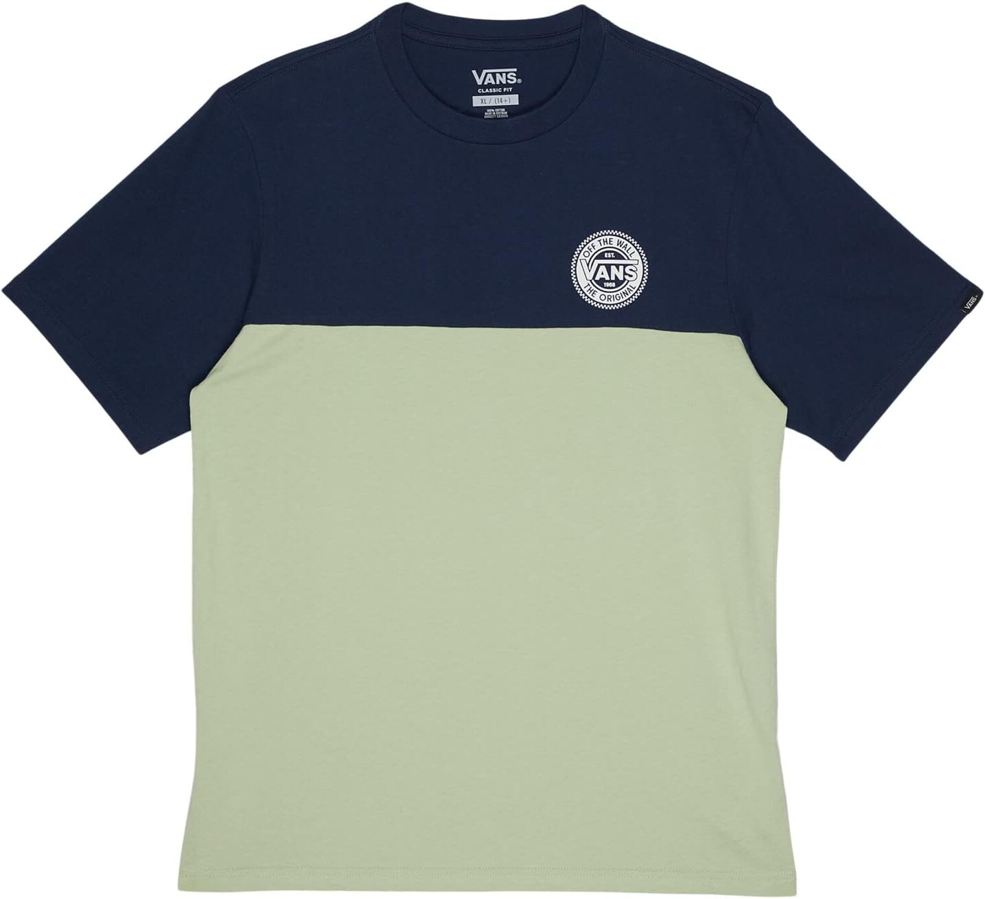 

Футболка Vans Original Checkerboard Block Short Sleeve, цвет Dress Blues/Celadon Green