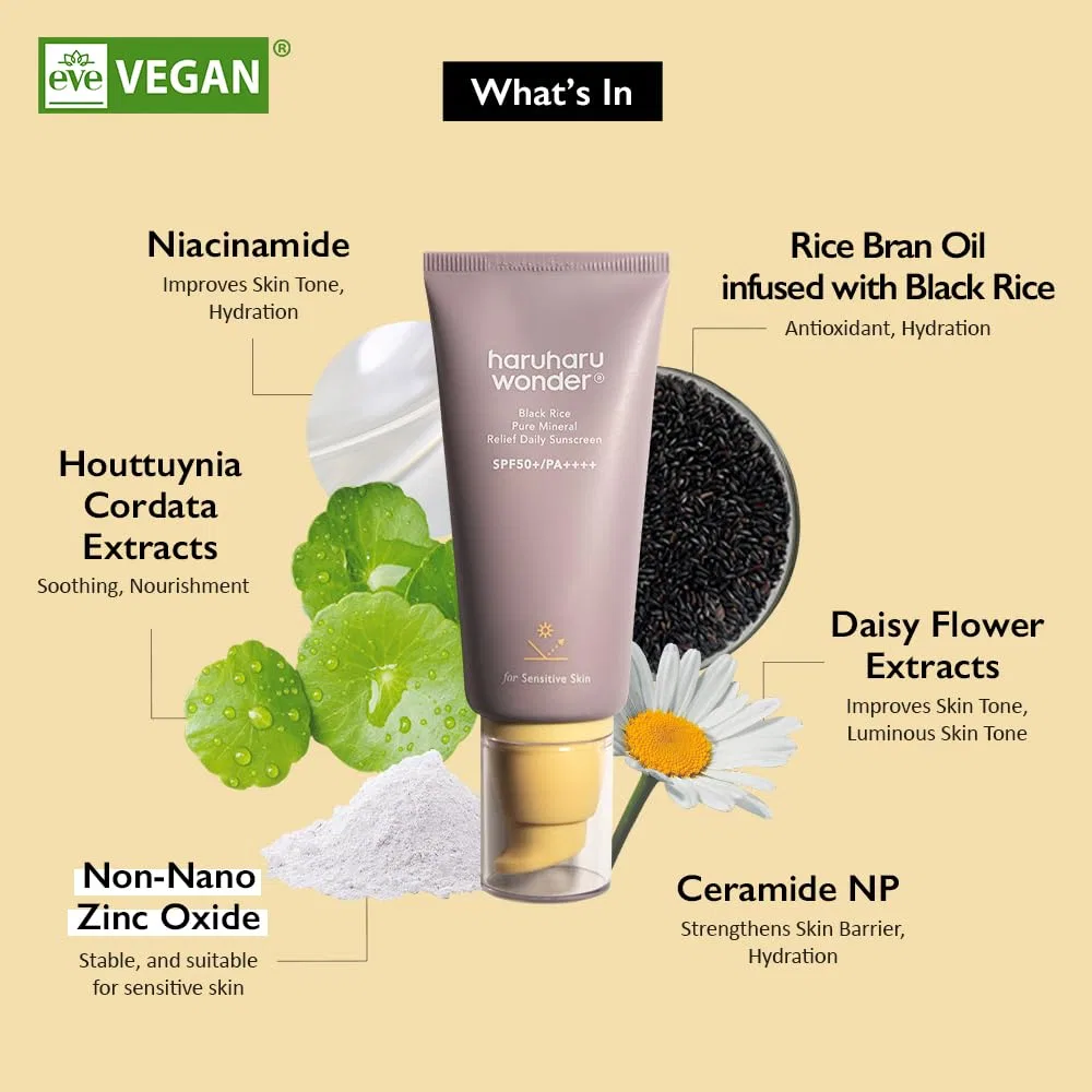 Солнцезащитный крем для лица «Black Rice Pure Mineral Relief» SPF 50 от Haruharu Wonder Haruharu — фото 2