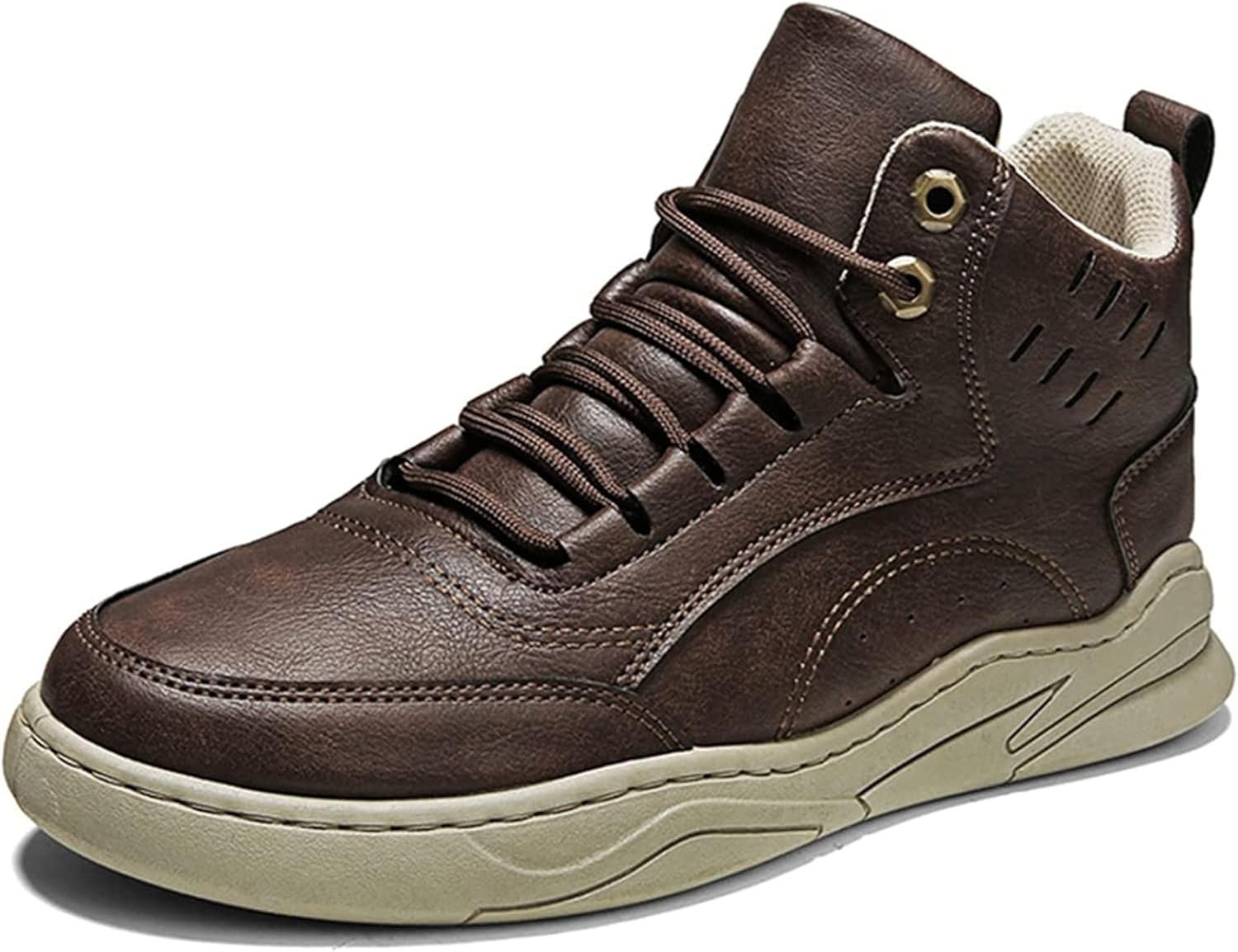 

Зимние и осенние ботинки Yiozoi для улицы, мужские повседневные ботинки для ходьбы, высокие ботинки с шнуровкой для мопеда, коричневый