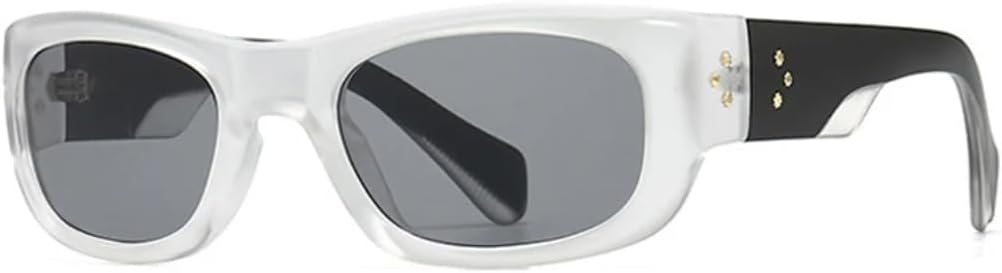 

Солнцезащитные очки в стиле панк с прямоугольными заклепками для мужчин, винтажные женские солнцезащитные очки с защитой от УФ-излучения UV400 VVTWSSW, Clear Light Gray