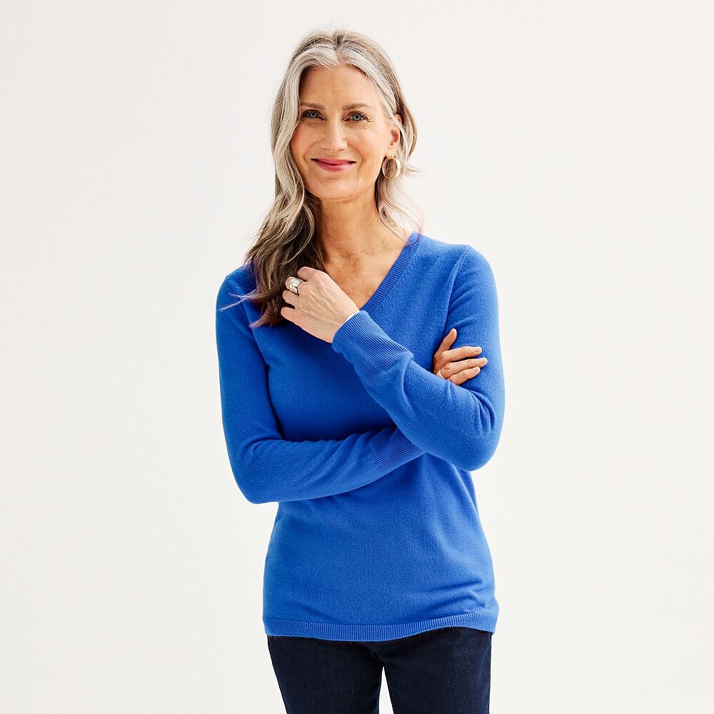 

Женский свитер Croft & Barrow, очень мягкий свитер с v-образным вырезом, цвет Wilder Blue