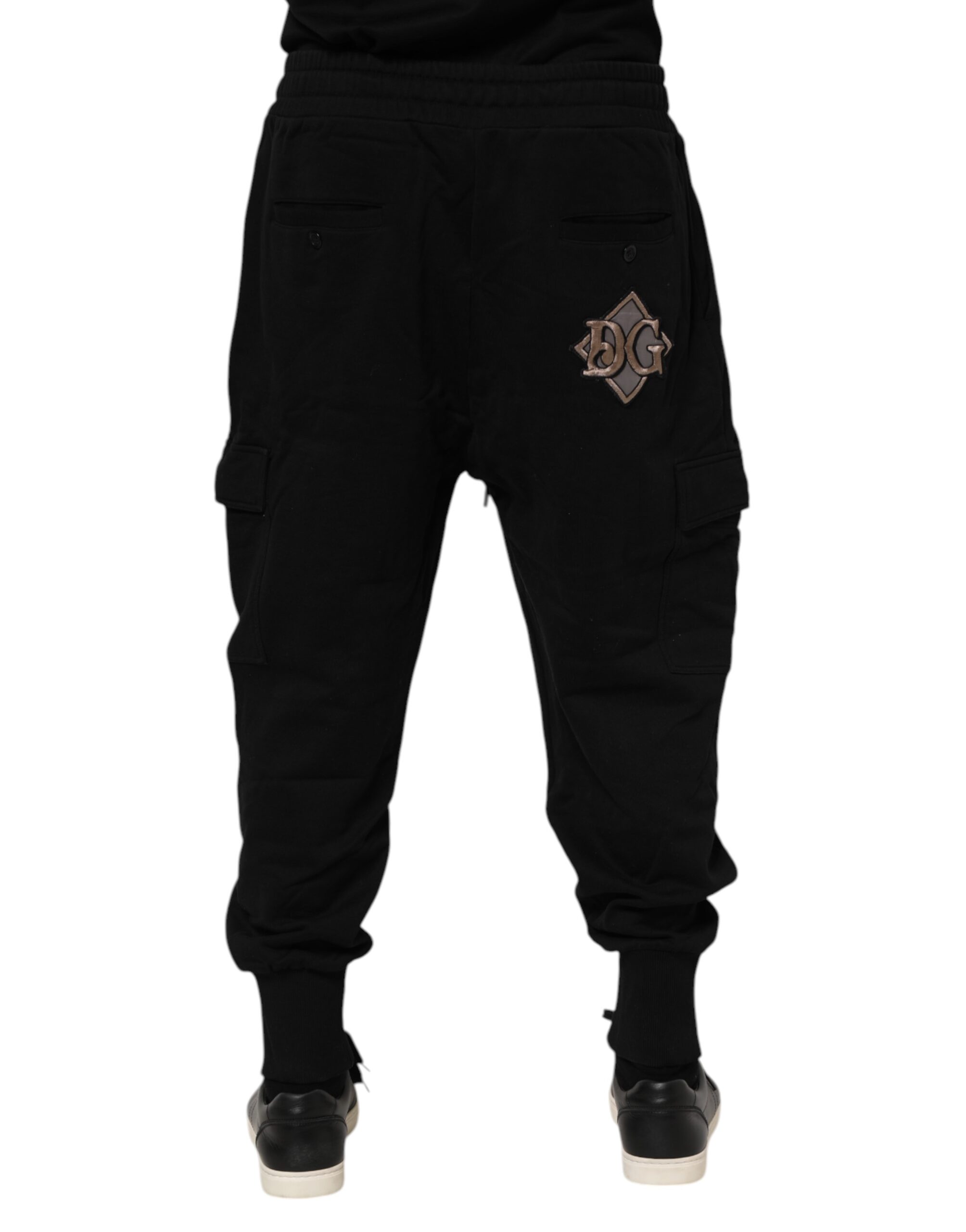 Черные хлопковые спортивные штаны с логотипом Jogger Dolce & Gabbana, черный — фото 3