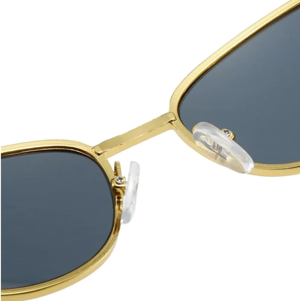 

ENTHYI Сексуальные солнцезащитные очки в стиле «кошачий глаз» в панк-стиле для женщин, модный винтажный стиль 90-х, маленькая узкая золотая оправа, Gold - Tea