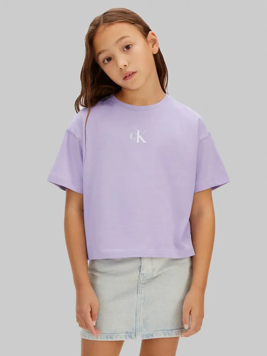 Детская свободная футболка с логотипом Calvin Klein, фиолетовый
