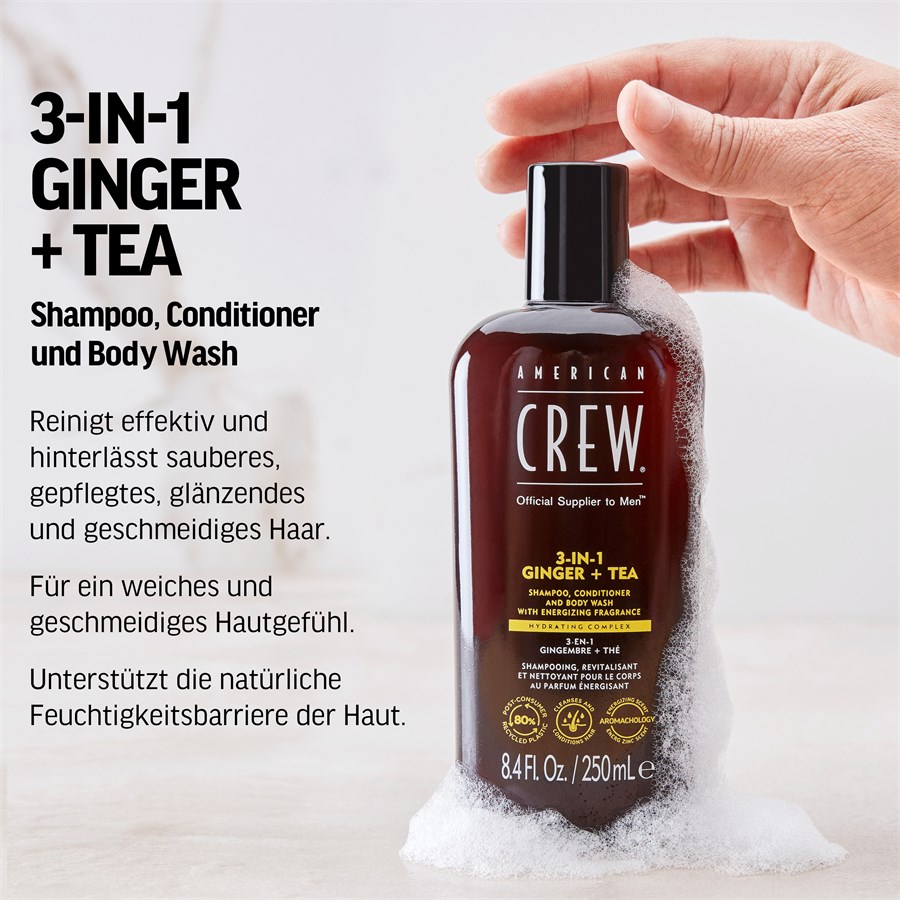 Шампунь 3-in-1 ginger + tea shampoo, conditioner and body wash American Crew, объем 1.000 мл — фото 3