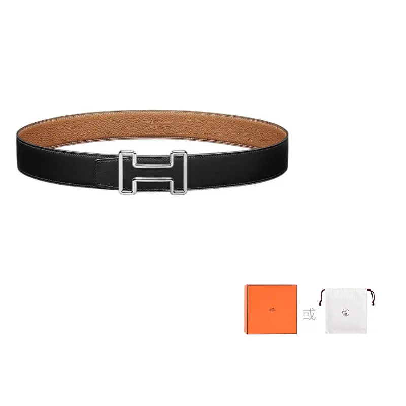 

HERMES Мужской ремень из кожи то, Black/Gold