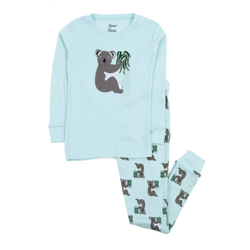 Детская хлопковая пижама из двух предметов Leveret Koala Blue, цвет Koala Blue