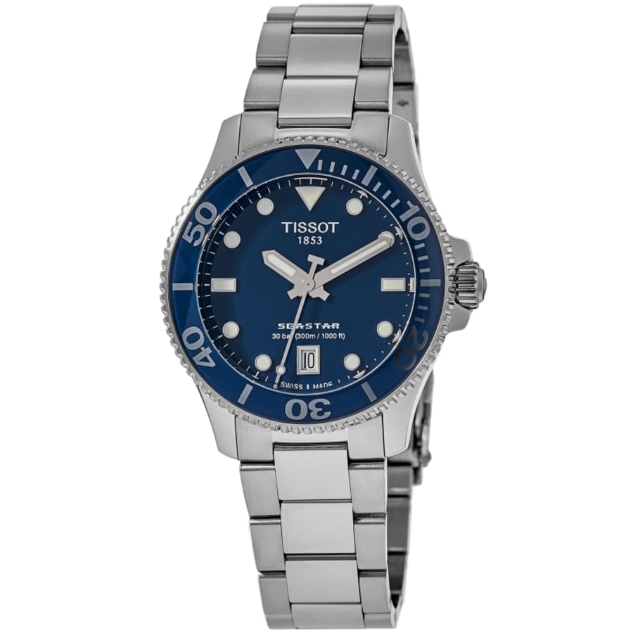 

Часы-унисекс Tissot Seastar 1000 с синим циферблатом и стальным корпусом