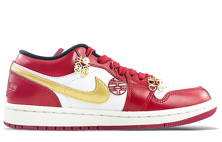 Кроссовки Air Jordan 1 Vintage Basketball Shoes Women's Low-Top Red/Gold — фото 2