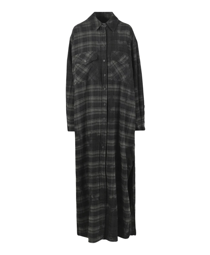

Клетчатое фланелевое платье-рубашка Souvenir, серый