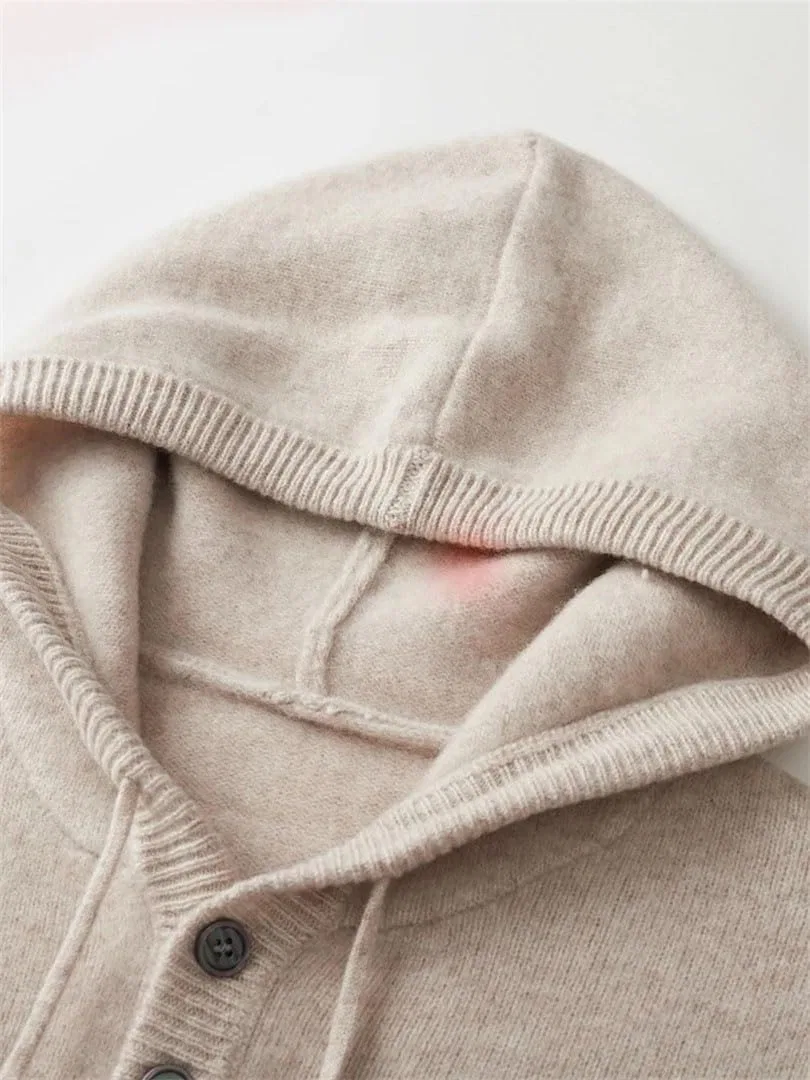 Свитер с капюшоном мужской Merino Wool, бордовый — фото 3