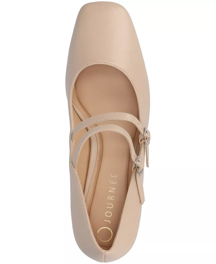 Женские туфли-лодочки Nally Double Strap Mary Jane Journee Collection, коричневый/бежевый — фото 4