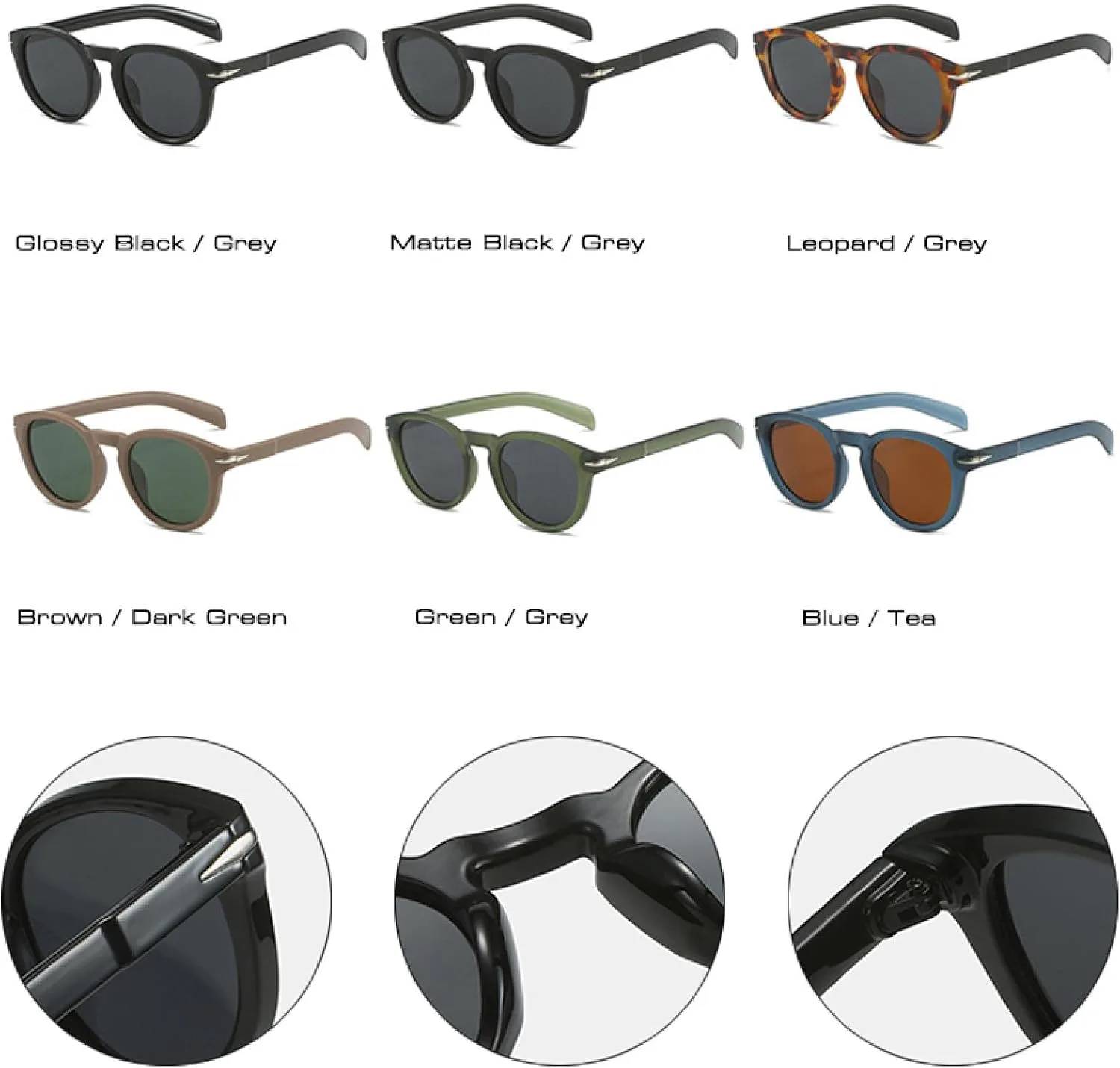 

Мужские солнцезащитные очки круглой формы в винтажном стиле с защитой от УФ-излучения UV400; женские солнцезащитные очки в тренде с заклепками VVTWSSW, Green Grey