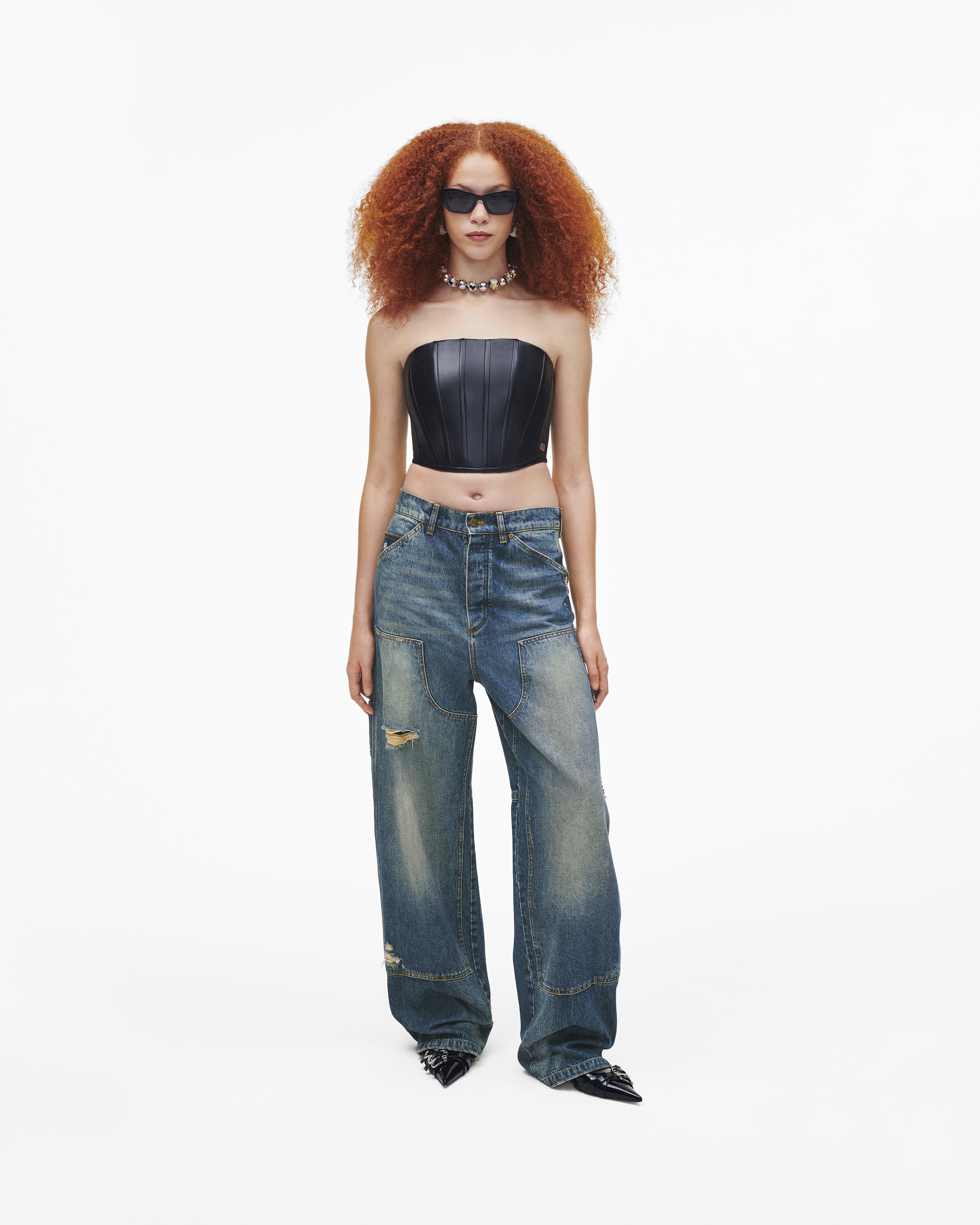 

Кожаный корсет без бретелек Marc Jacobs, черный