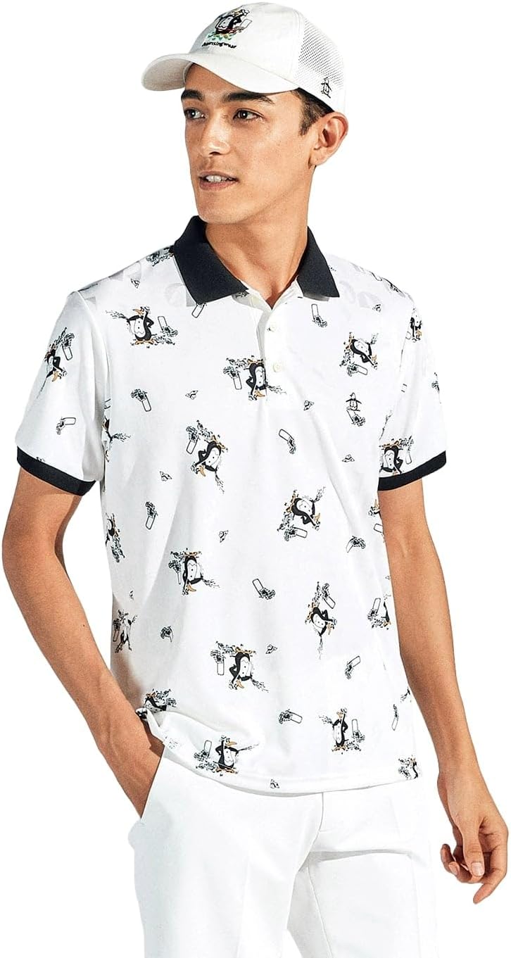 

Мужская рубашка с коротким рукавом Munsing Wear MG5SHS53M, воротник, жаккардовая, солнцезащитная, влагоотводящая, быстросохнущая, для гольфа Munsingwear, белый