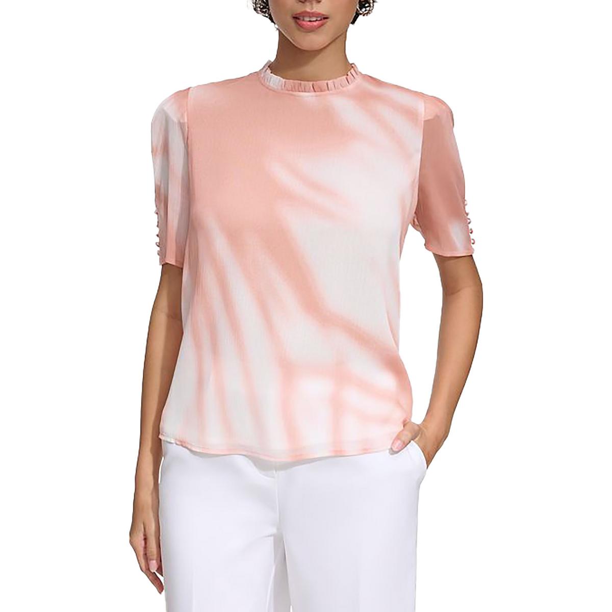

Женская шифоновая плиссированная блузка Calvin Klein, цвет desert rose multi