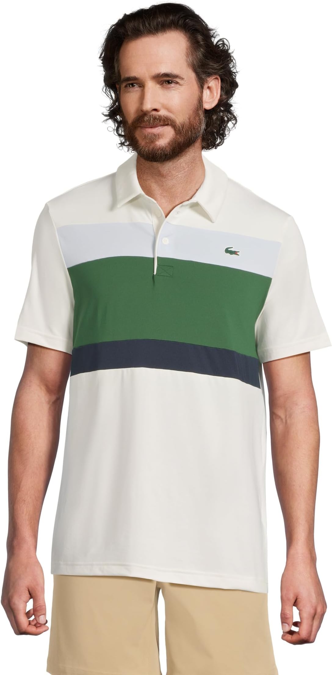 

Футболка Lacoste Regular Fit Colorblock Polo, цвет White/Green/Light Blue