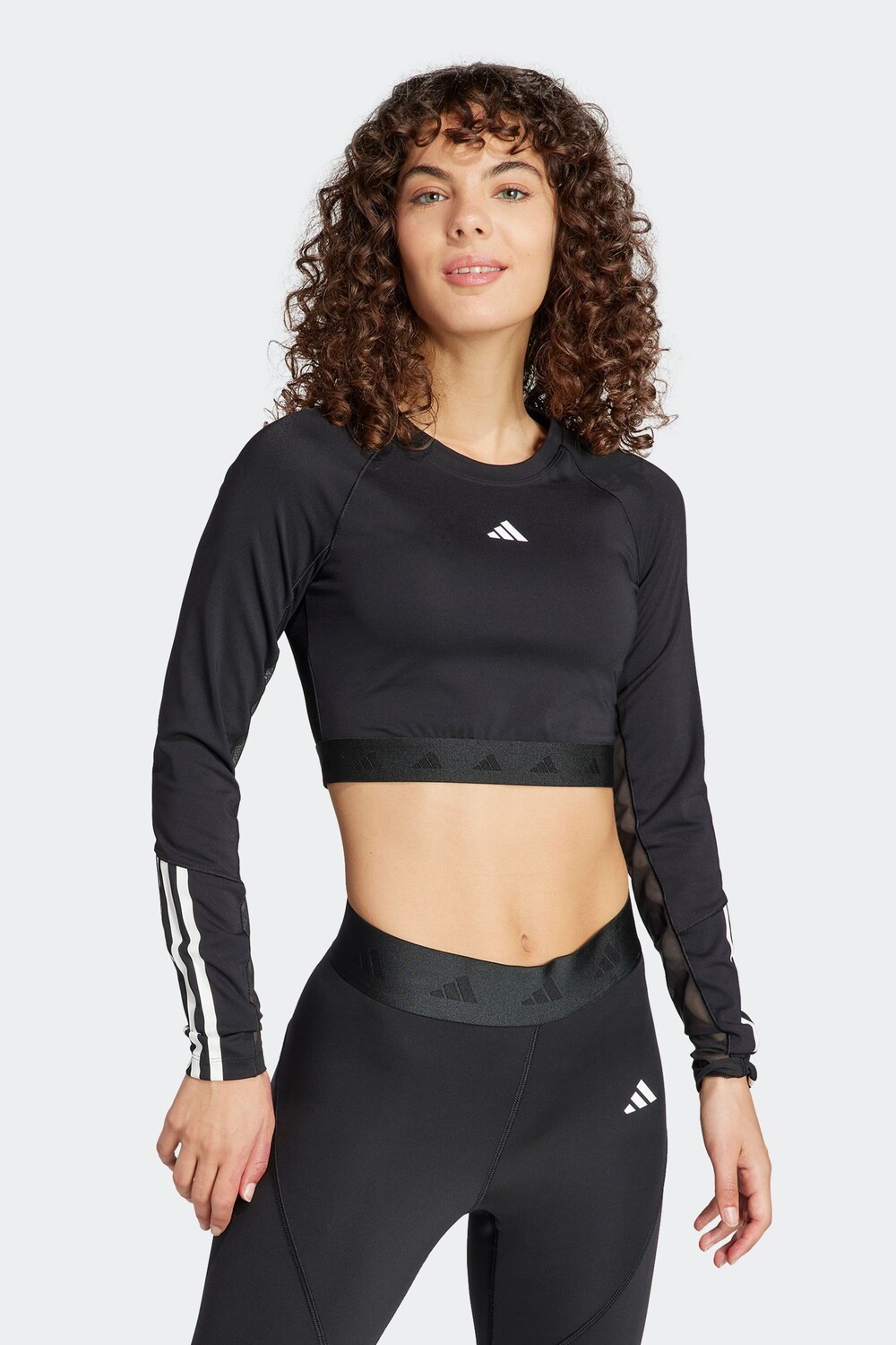 

Укороченный тренировочный топ с длинными рукавами Hyperglam Adidas, черный